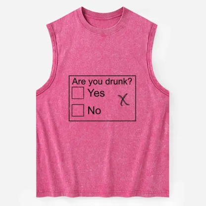 Tokyo-Tiger Confused Drunk Checkbox Graphic Washed Tank