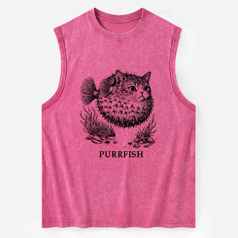 Tokyo-Tiger Spiky Puffer With Cute Cat Head Washed Tank