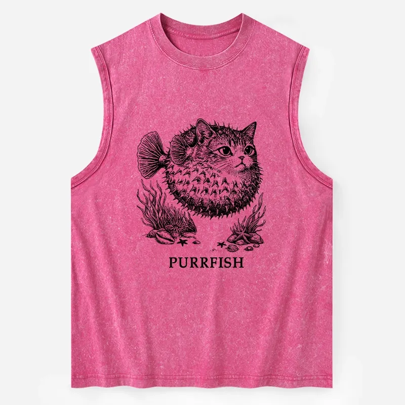 Tokyo-Tiger Spiky Puffer With Cute Cat Head Washed Tank