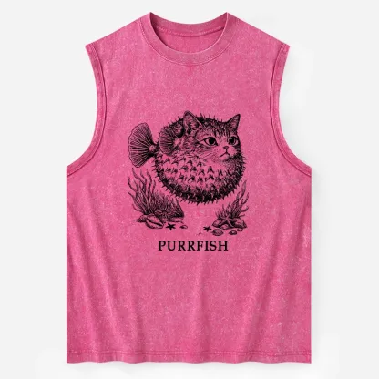 Tokyo-Tiger Spiky Puffer With Cute Cat Head Washed Tank