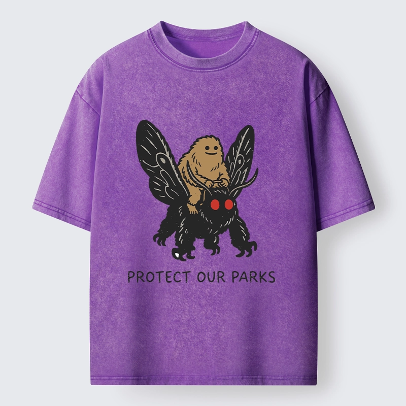 Tokyo-Tiger Bigfoot Ride Moth Protect Parks Washed T-Shirt