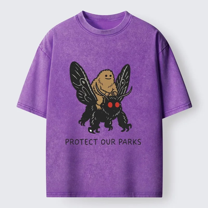 Tokyo-Tiger Bigfoot Ride Moth Protect Parks Washed T-Shirt