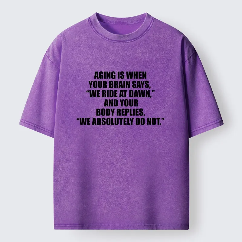 Tokyo-Tiger Funny Aging Brain Body Meme Washed T-Shirt Sale