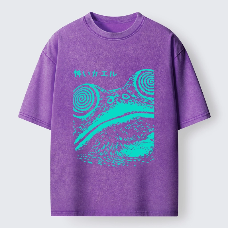 Tokyo-Tiger Spooky Japanese Frog Ukiyo Art Washed T-Shirt