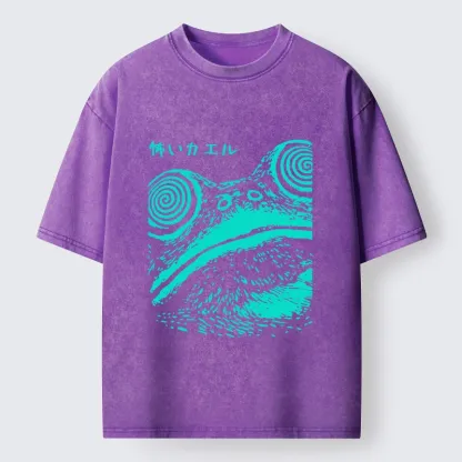 Tokyo-Tiger Spooky Japanese Frog Ukiyo Art Washed T-Shirt