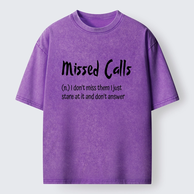 Tokyo-Tiger Funny Meme Missed Calls Definition Washed T-Shirt