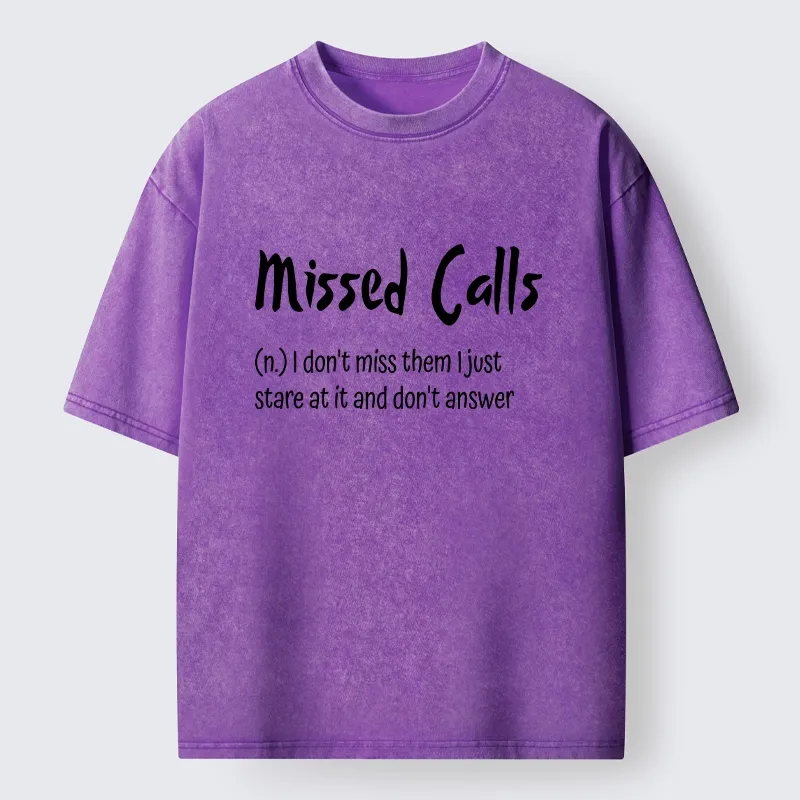 Tokyo-Tiger Funny Meme Missed Calls Definition Washed T-Shirt