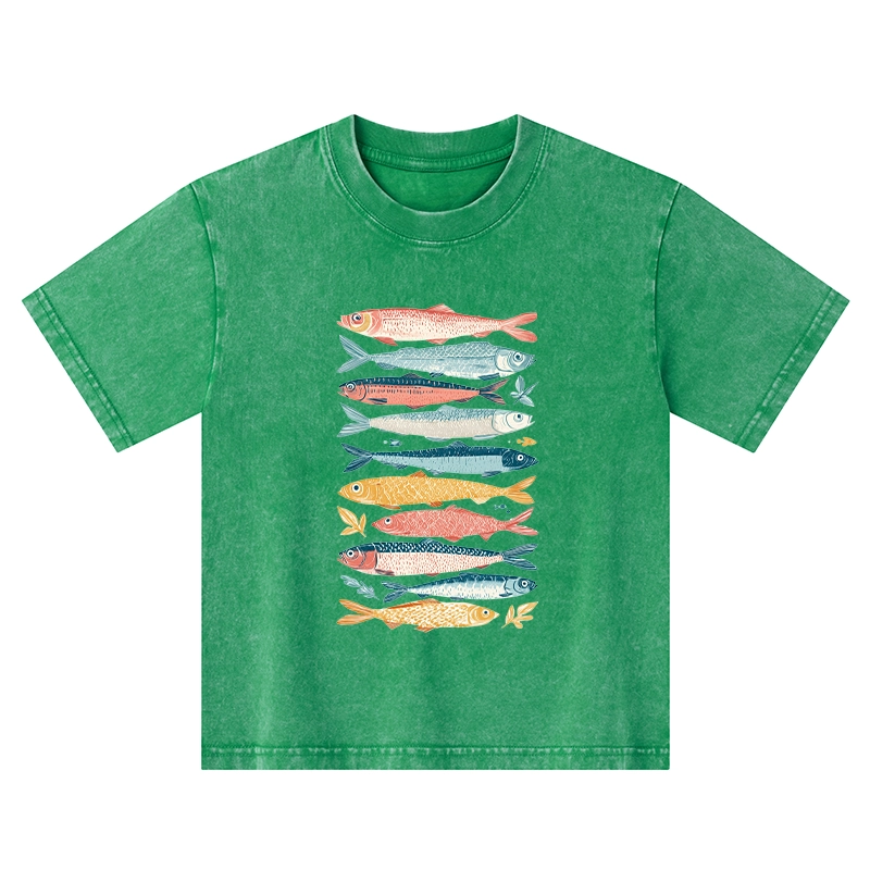 Tokyo-Tiger Beautiful Colorful Fish In The Sea Kids Washed T-Shirt