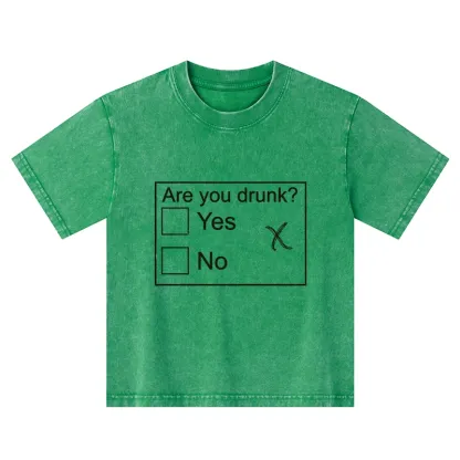 Tokyo-Tiger Confused Drunk Checkbox Graphic Kids Washed T-Shirt