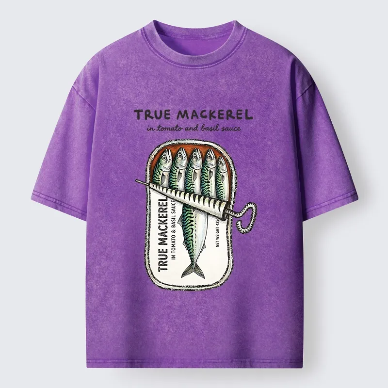 Tokyo-Tiger Funny Meme Vintage Seafood Can Graphic Washed T-Shirt
