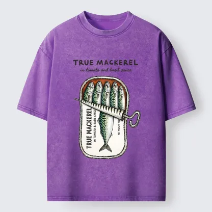 Tokyo-Tiger Funny Meme Vintage Seafood Can Graphic Washed T-Shirt