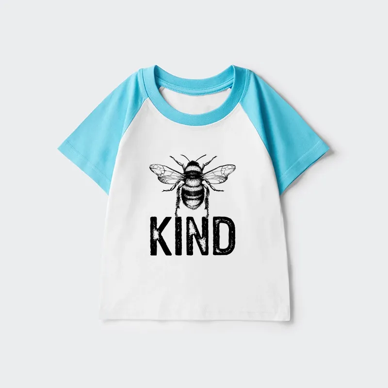 Tokyo-Tiger Minimalist Bee Kind Illustration Kids Raglan T-shirt