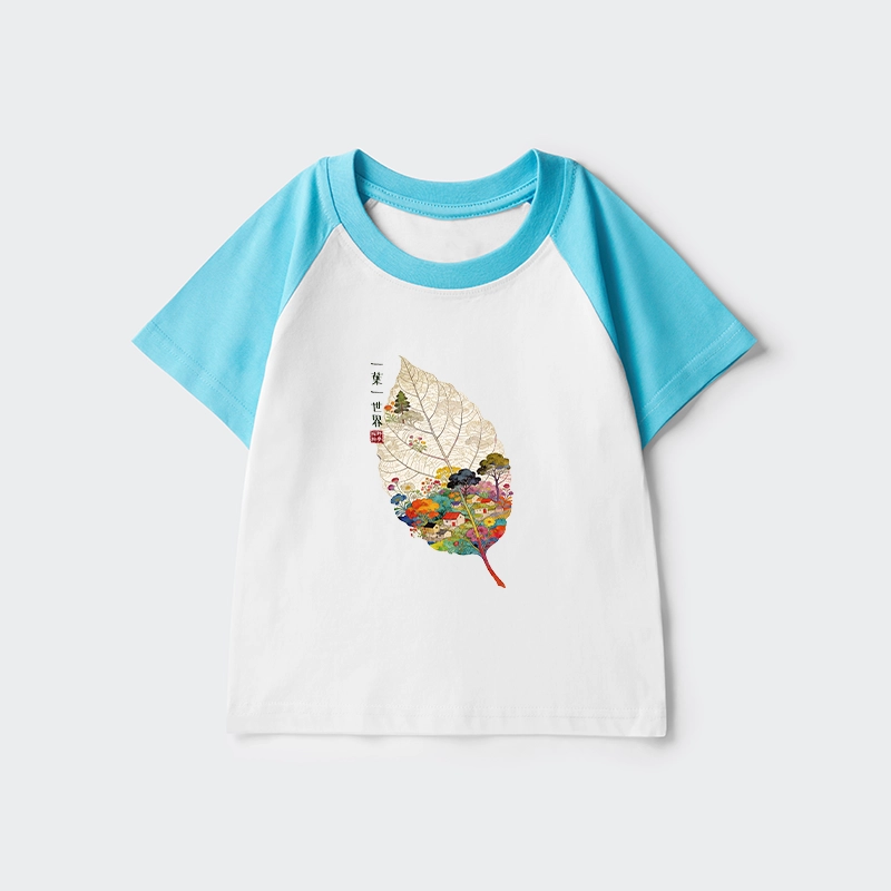 Tokyo-Tiger One Leaf Holds A Tiny Colorful World Kids Raglan T-shirt