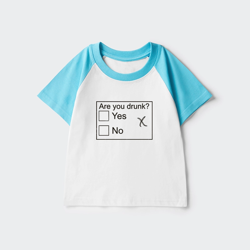 Tokyo-Tiger Confused Drunk Checkbox Graphic Kids Raglan T-shirt