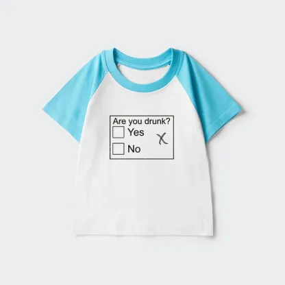 Tokyo-Tiger Confused Drunk Checkbox Graphic Kids Raglan T-shirt