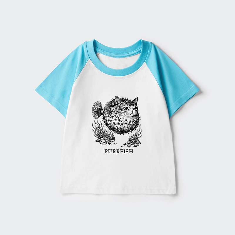Tokyo-Tiger Spiky Puffer With Cute Cat Head Kids Raglan T-shirt