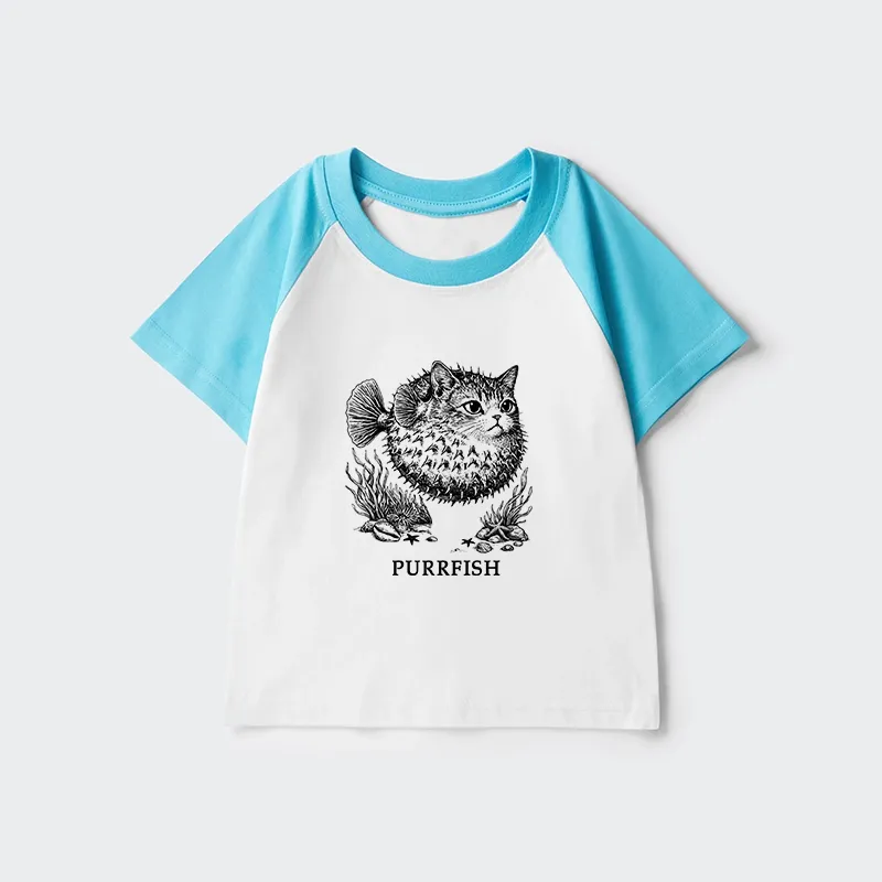 Tokyo-Tiger Spiky Puffer With Cute Cat Head Kids Raglan T-shirt