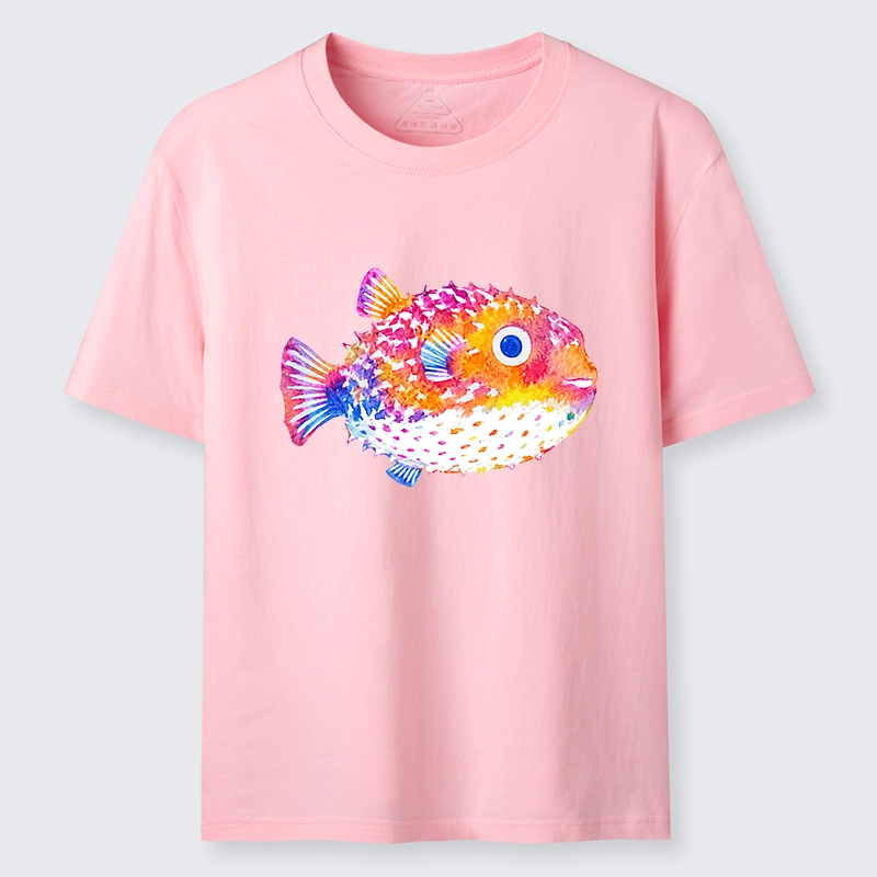Tokyo-Tiger Rainbow Watercolor Puffer Fish Art Classic T-Shirt