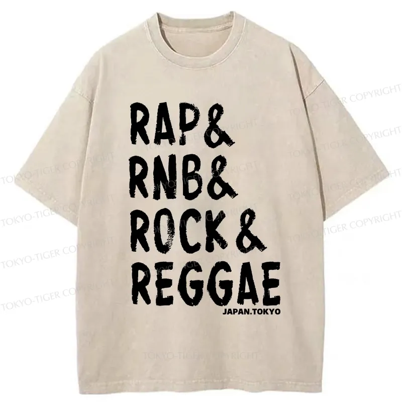 Tokyo-Tiger Music Genre Washed T-Shirt