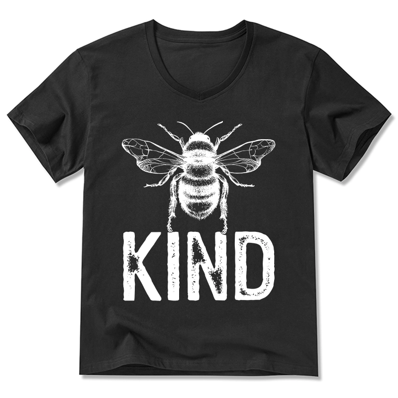 Tokyo-Tiger Minimalist Bee Kind Illustration V-Neck Classic T-Shirt