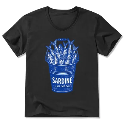 Tokyo-Tiger Vintage Bucket Full Of Fresh Sardines V-Neck Classic T-Shirt
