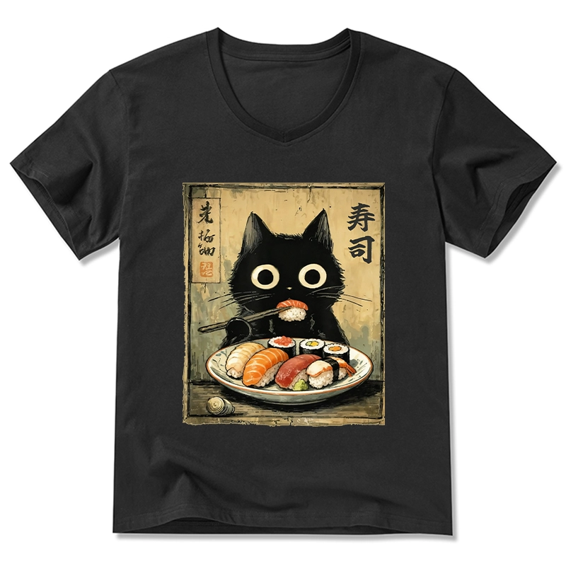 Tokyo-Tiger Vintage Japanese Sushi Cat V-Neck Classic T-Shirt