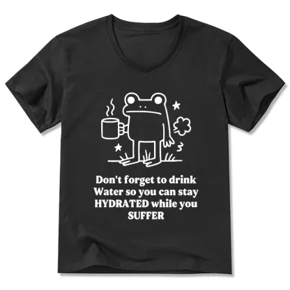 Tokyo-Tiger Frog Says Drink Water V-Neck Classic T-Shirt