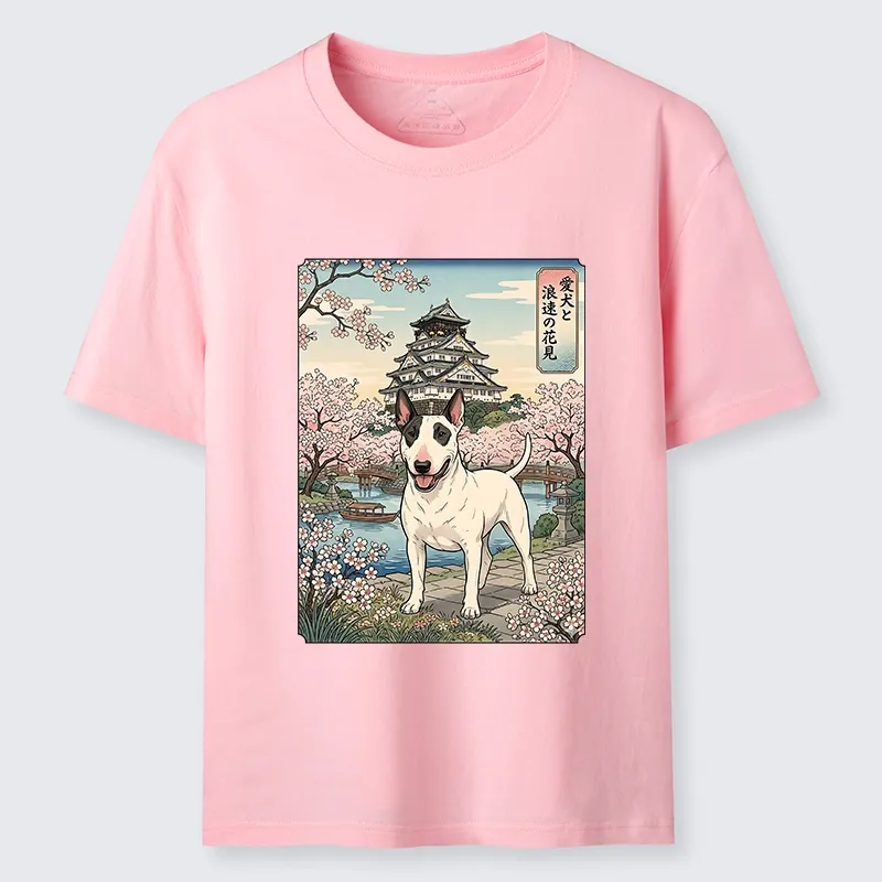 Tokyo-Tiger Ukiyo-e Bull Terrier Cherry Blossom Art Classic T-Shirt