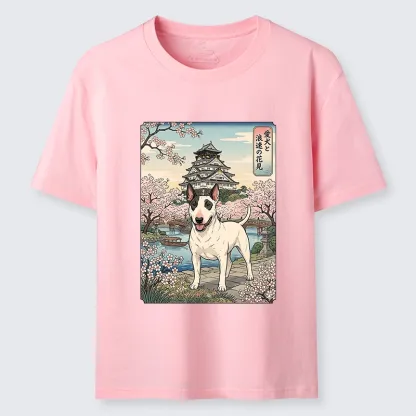 Tokyo-Tiger Ukiyo-e Bull Terrier Cherry Blossom Art Classic T-Shirt
