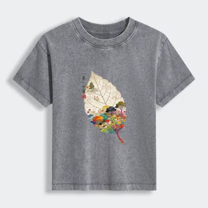 Tokyo-Tiger One Leaf Holds A Tiny Colorful World Women's Washed T-shirt