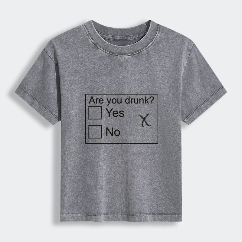 Tokyo-Tiger Confused Drunk Checkbox Graphic Women's Washed T-shirt