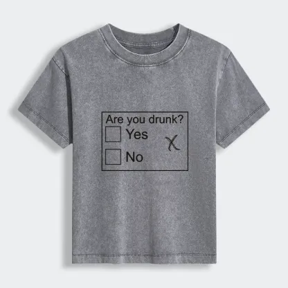 Tokyo-Tiger Confused Drunk Checkbox Graphic Women's Washed T-shirt