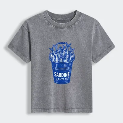 Tokyo-Tiger Vintage Bucket Full Of Fresh Sardines Women's Washed T-shirt