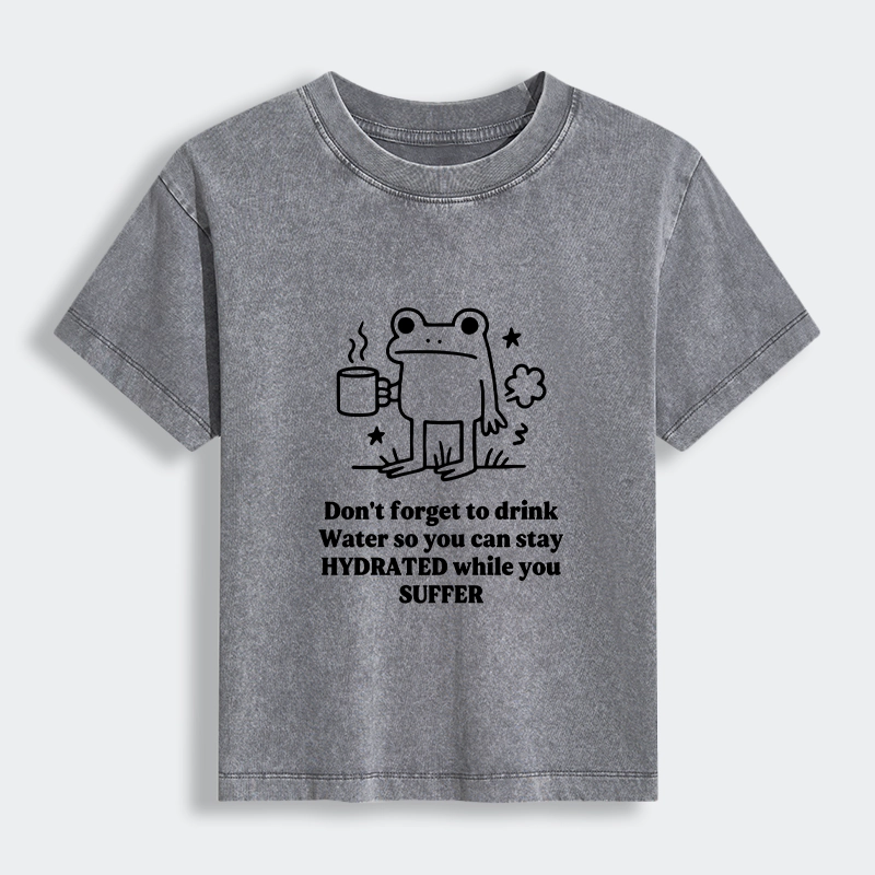 Tokyo-Tiger Frog Says Drink Water Women's Washed T-shirt