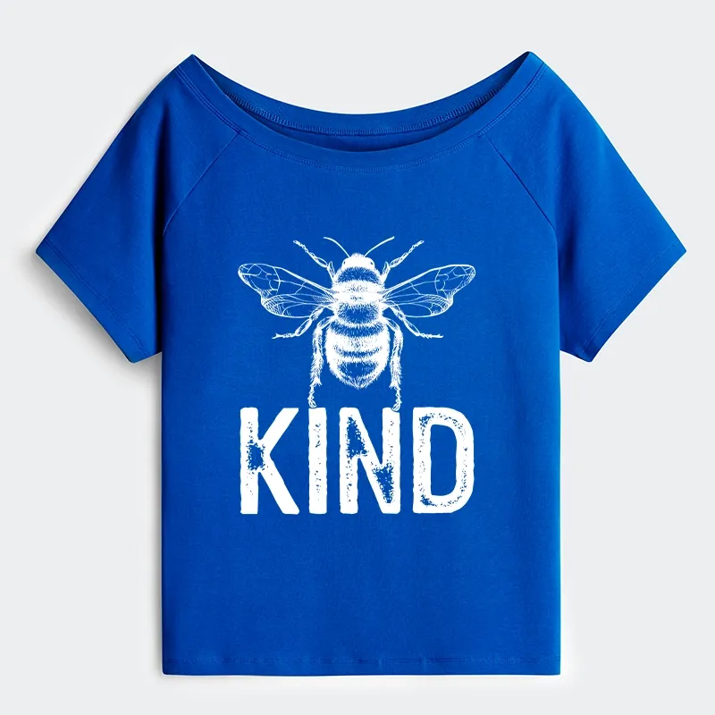 Tokyo-Tiger Minimalist Bee Kind Illustration Off Shoulder T-Shirt
