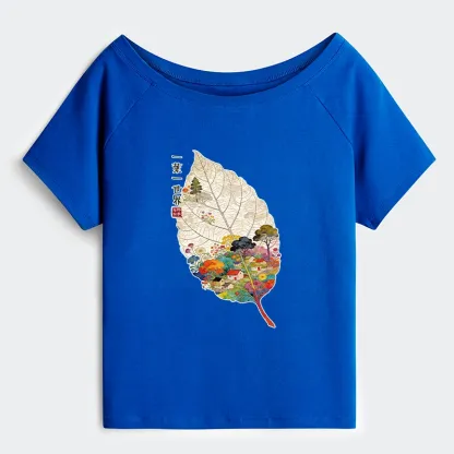 Tokyo-Tiger One Leaf Holds A Tiny Colorful World Off Shoulder T-Shirt