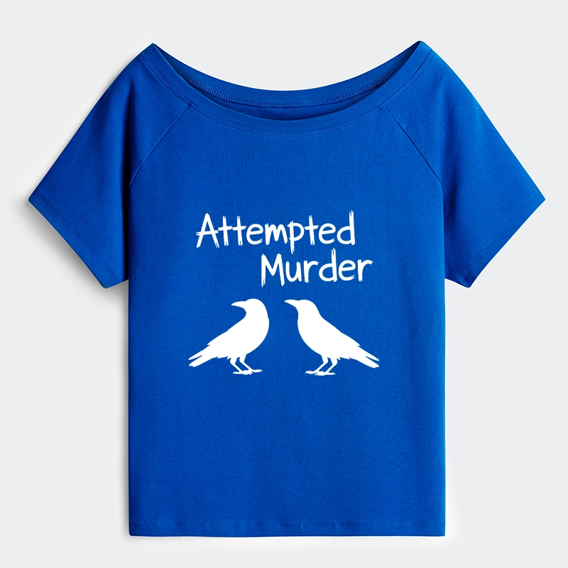 Tokyo-Tiger Two Crows Attempted Murder Joke Off Shoulder T-Shirt