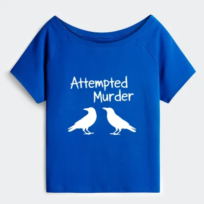 Tokyo-Tiger Two Crows Attempted Murder Joke Off Shoulder T-Shirt