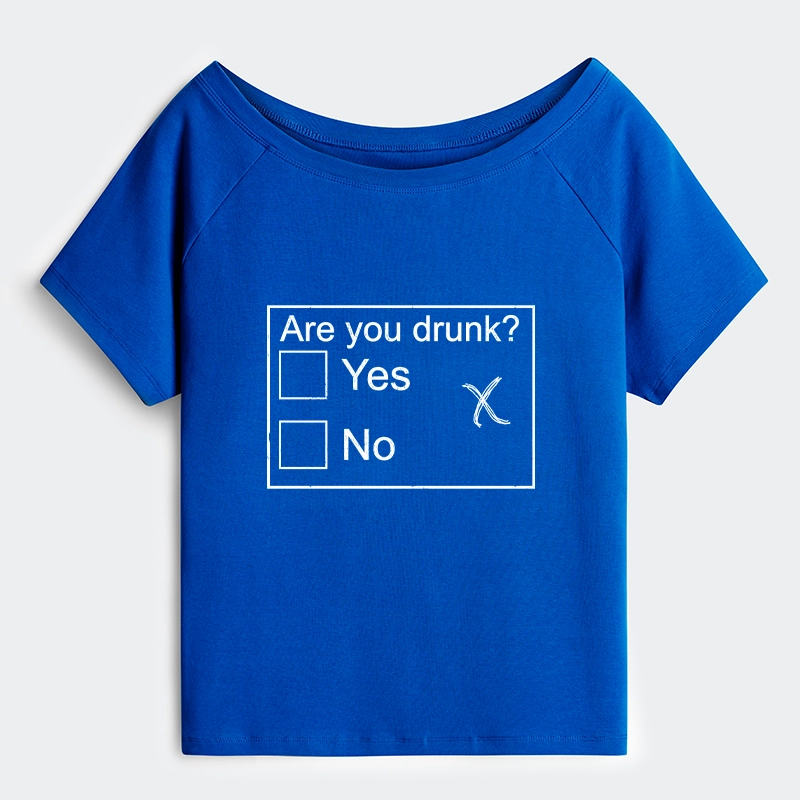 Tokyo-Tiger Confused Drunk Checkbox Graphic Off Shoulder T-Shirt