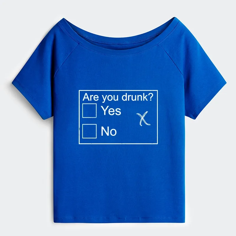 Tokyo-Tiger Confused Drunk Checkbox Graphic Off Shoulder T-Shirt