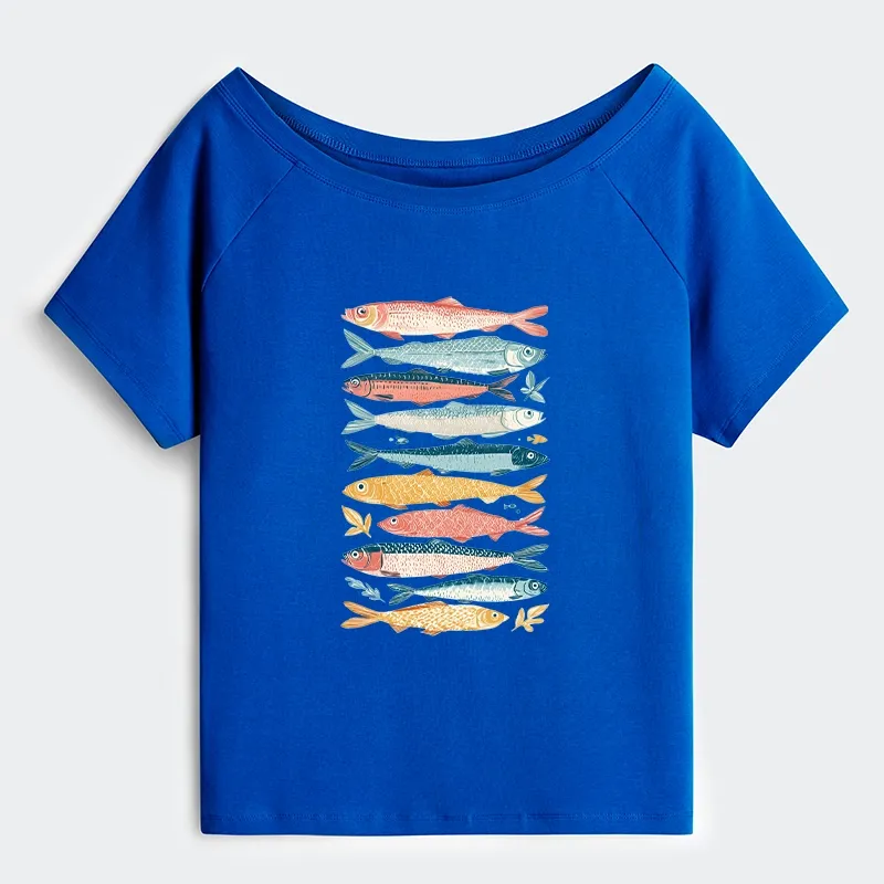 Tokyo-Tiger Beautiful Colorful Fish In The Sea Off Shoulder T-Shirt
