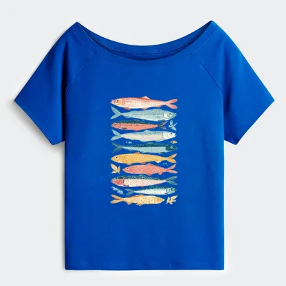 Tokyo-Tiger Beautiful Colorful Fish In The Sea Off Shoulder T-Shirt