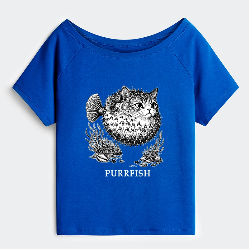 Tokyo-Tiger Spiky Puffer With Cute Cat Head Off Shoulder T-Shirt