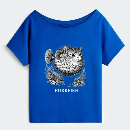 Tokyo-Tiger Spiky Puffer With Cute Cat Head Off Shoulder T-Shirt
