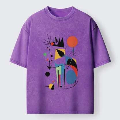 Tokyo-Tiger Abstract Colorful Cat Art Washed T-Shirt