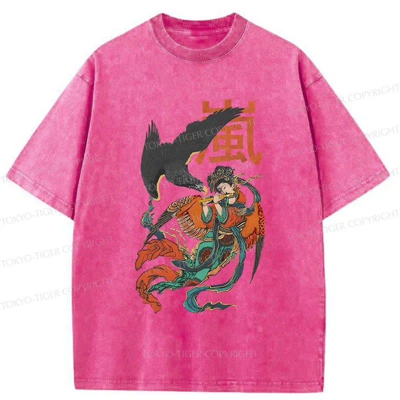 Tokyo-Tiger Japanese mural Washed T-Shirt