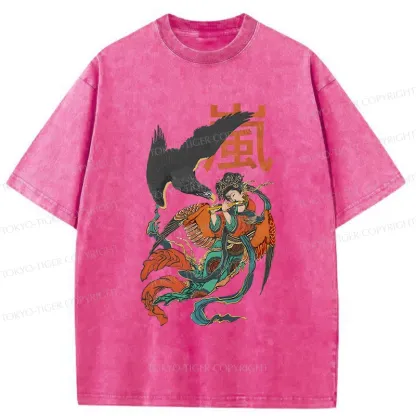 Tokyo-Tiger Japanese mural Washed T-Shirt