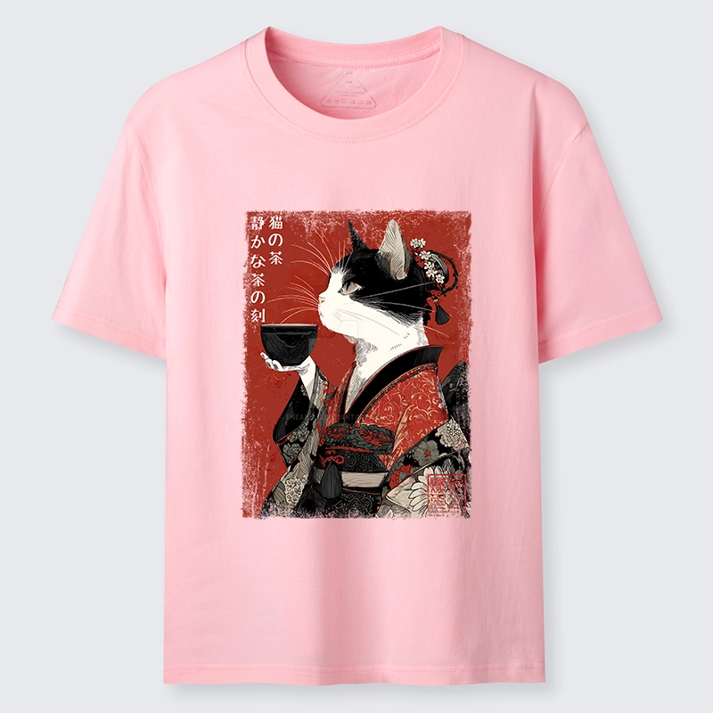 Tokyo-Tiger Kimono Tea Cat Red Vintage Ink Art Classic T-Shirt
