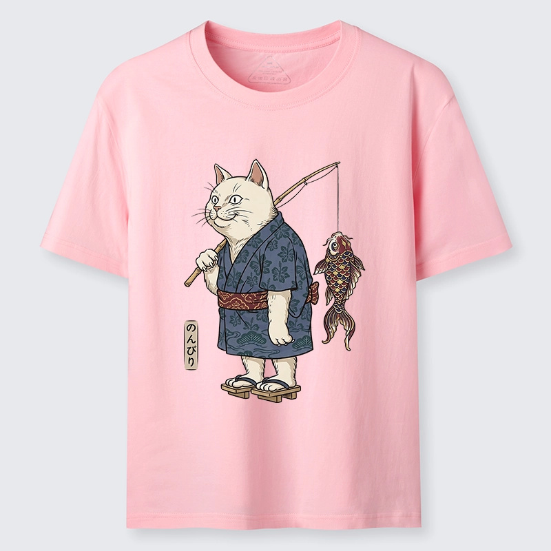 Tokyo-Tiger Kimono Cat Fishing Koi Fish Art Classic T-Shirt
