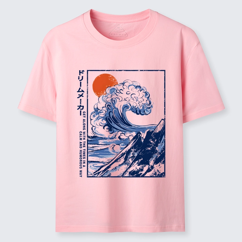 Tokyo-Tiger Big Blue Wave Mountain Sunrise Art Classic T-Shirt